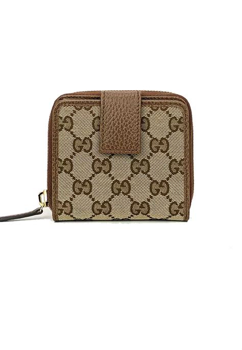 gucci 346056|GUCCI Women's Signature GG Small Bifold Wallet Beige Brown .